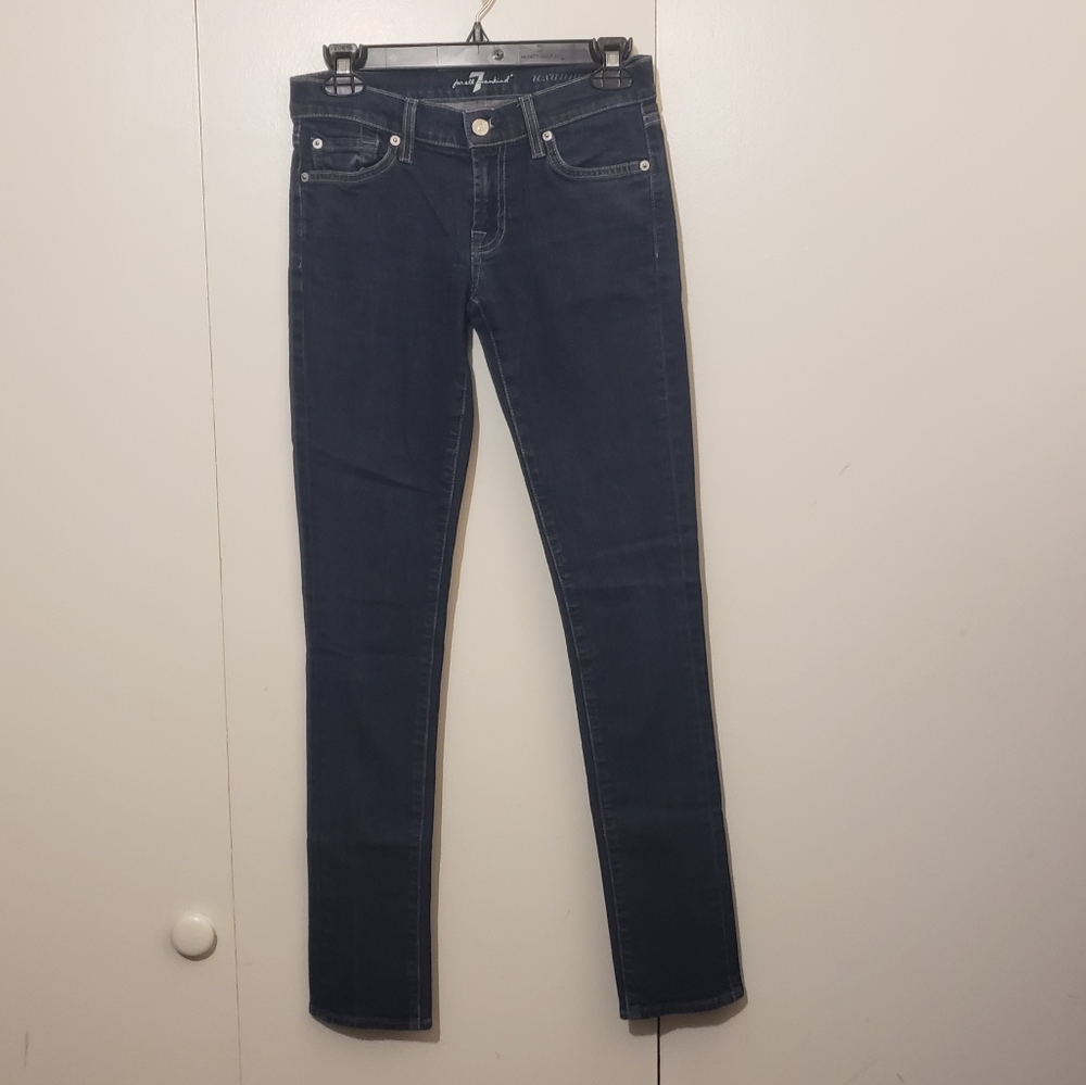 7 For All Mankind Roxanne studded rhinestone dark wash skinny denim jean